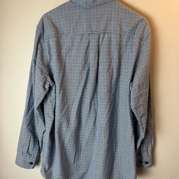 L.L Bean Mens L Blue Houndstooth Shirt Button Down Long Sleeve Pocket Soft - Picture 2 of 5